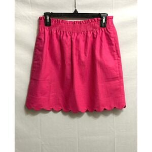 J.Crew Pink Scalloped Hem Linen Blend Mini Skirt H5397 Size 4 NWT